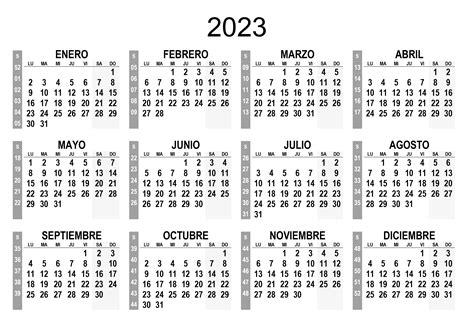 Calendario Del Mes 2023 Calendario 2023 para imprimir PDF y Excel